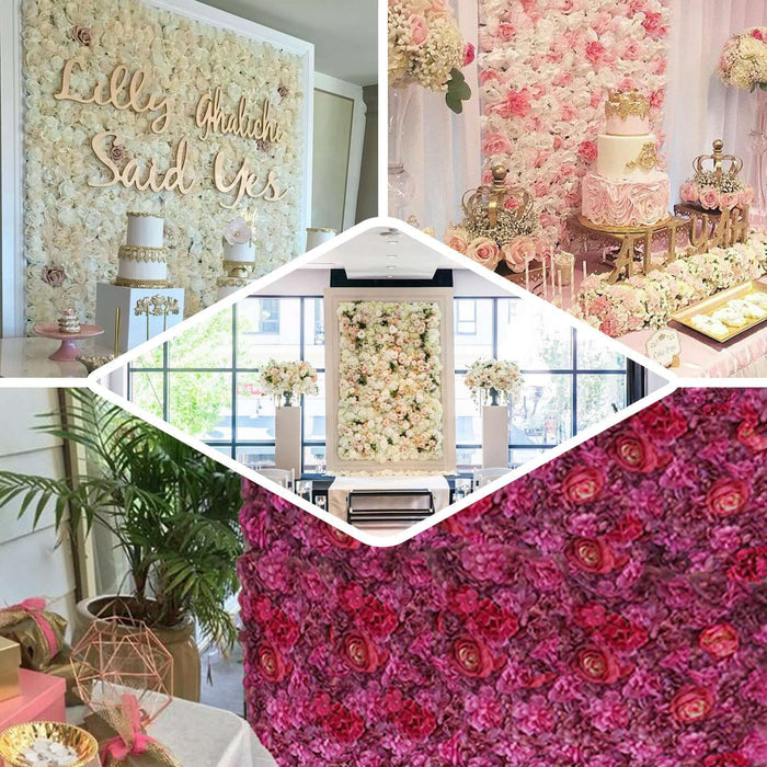Beautiful floral decor setups for weddings and events, featuring pink and white arrangements.