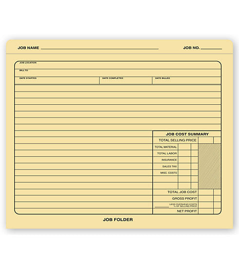278.5 Manila Folder Job Folder 10 x 12" QTY 50