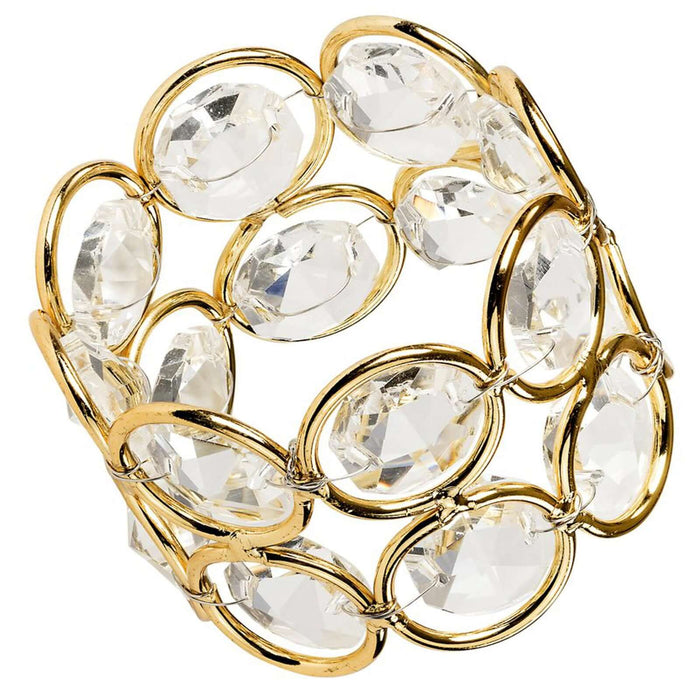 Gold and clear crystal bracelet with oval gems #whtbkgd