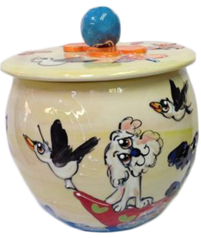 TREAT JAR - BICHON - HAND PAINTED - CUSTOM PET PORTRAITS - DOG FOOD STORAGE - COOKIE JAR - TREAT CANISTER