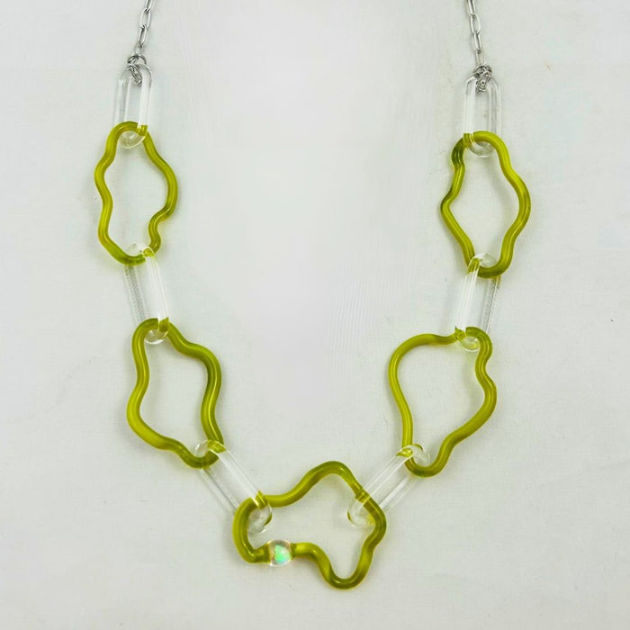 Chain Necklace - Wavy Green Opal