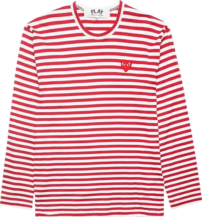 COMME DES GARCONS PLAY Striped Long-Sleeve T-Shirt - Red - AZ-T164-051-4