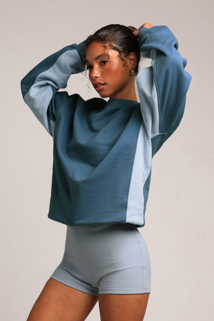 Contrast Crewneck Sweatshirt - 90s Baby Blue/Azul