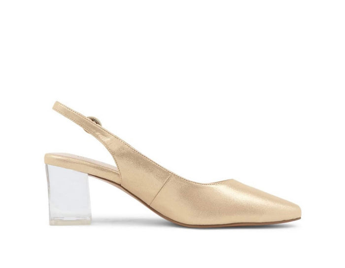 Django & Juliette Hinnis Pale Gold Clear Block Heels