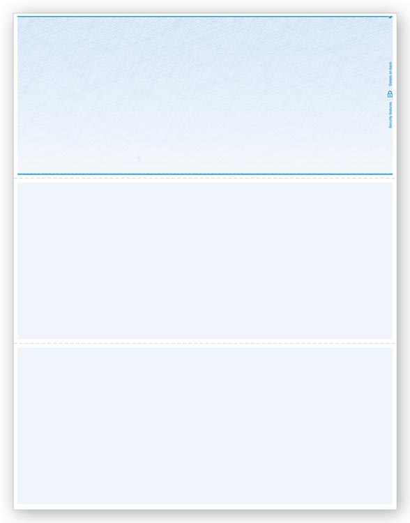 DLT803 Laser Top Check With 3 2/3 & 7 Perforated Blank Check 8 1/2 x 11" QTY 500