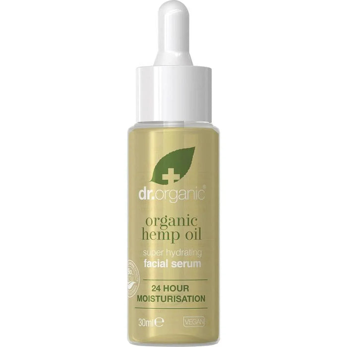 Sérum visage à l'huile de chanvre Dr Organic, hydratant, peaux mixtes, hommes, femmes, naturel, végétalien, sans cruauté, sans parabène