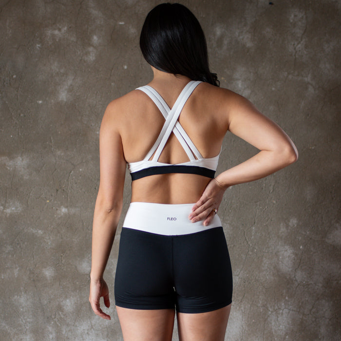 Black + White Emily Sports Bra - Medium Support by FLEO - 4
