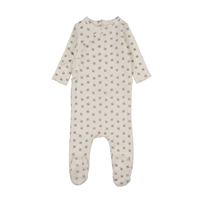 footie terry wrap - cream/blue