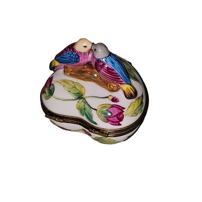 Love Birds Heart Keepsake Box Porcelain Limoges birds French Trinket Box