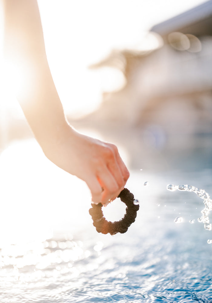 Jet Black Small Towel Scrunchies - 3 Pack