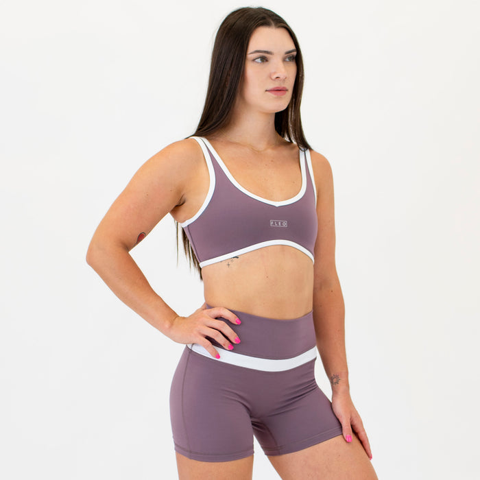 Smoky Mauve & White Jett Bralette - Light Support