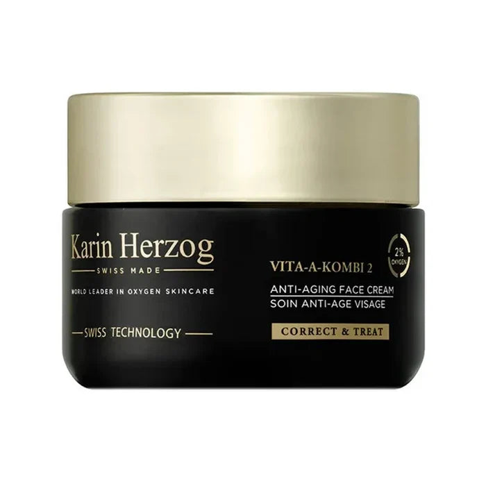Crème anti-âge visage Karin Herzog Vita-A-Kombi 2% oxygène actif pour raffermissement et hydratation.