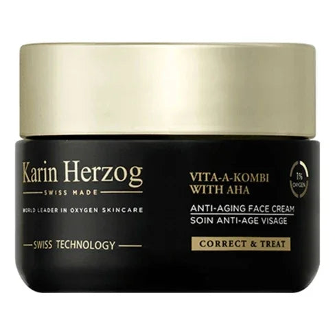 Pot de crème anti-âge visage Karin Herzog Vita-A-Kombi avec AHA, fabriqué en Suisse