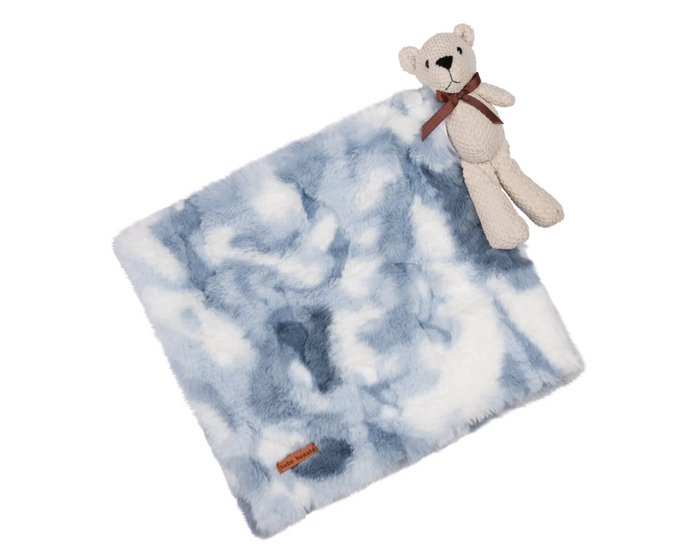 lovey tie dye fuzz with bear - blue