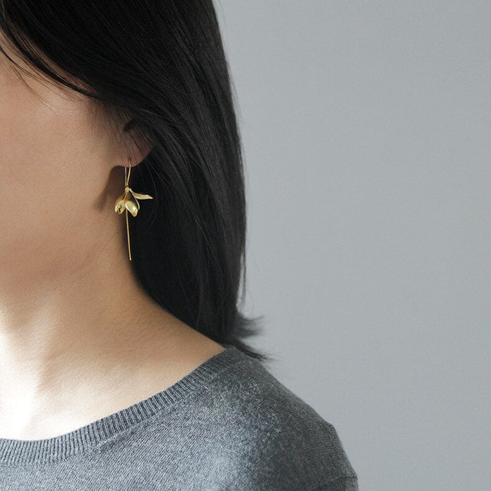 Magnolia Flower Dangle Earring