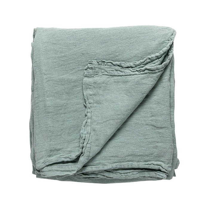Maria Mint Blue Rectangular Linen Tablecloth — overall form and detail
