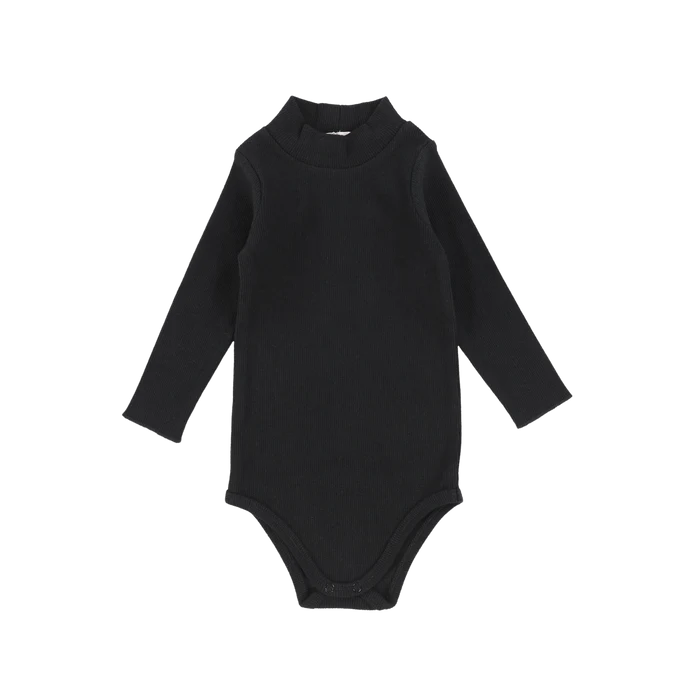 onesie l/s ribbed mockneck - black