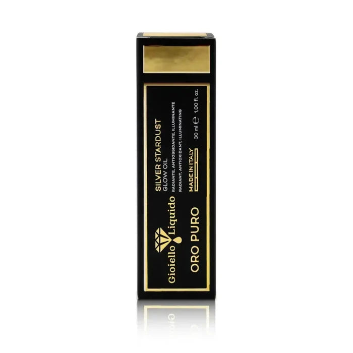 Huile visage Oro Puro Silver Stardust Glow Oil Gioiello Liquido 30 ml argent coffret noir or