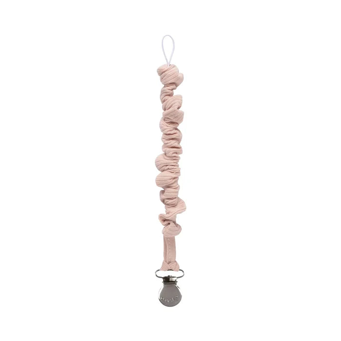 pacifier clip solid ribbed cotton - blush