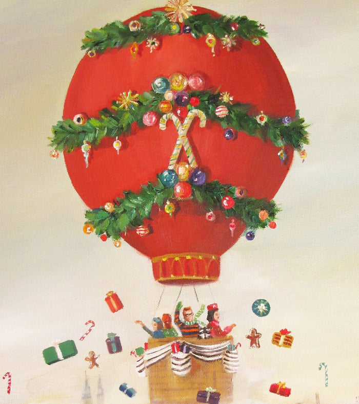 Janet Hill Peppermint Family Christmas Balloon Ride Print
