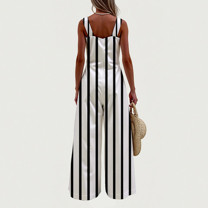 Pin Stripe Women's Wide-Leg Jumpsuit