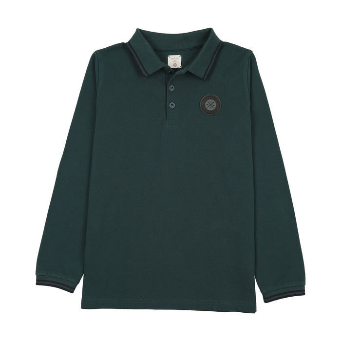polo l/s double stripe - deep teal