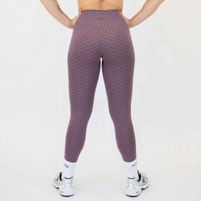 Smoky Mauve Mini Dot Pulse Legging 25"- No Front Seam - High Rise by FLEO - 6
