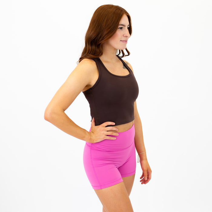 Chocolate Racerback Crop Tank - Fitted