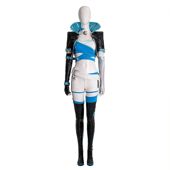 【Ready For Ship】【Last Batch】DokiDoki-R Game Cosplay Costume Woman Black White Blue Suit