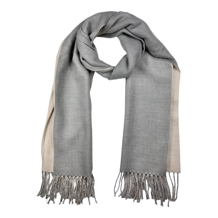 Reversible two tone coloured plain cashmere blend scarf: Teal