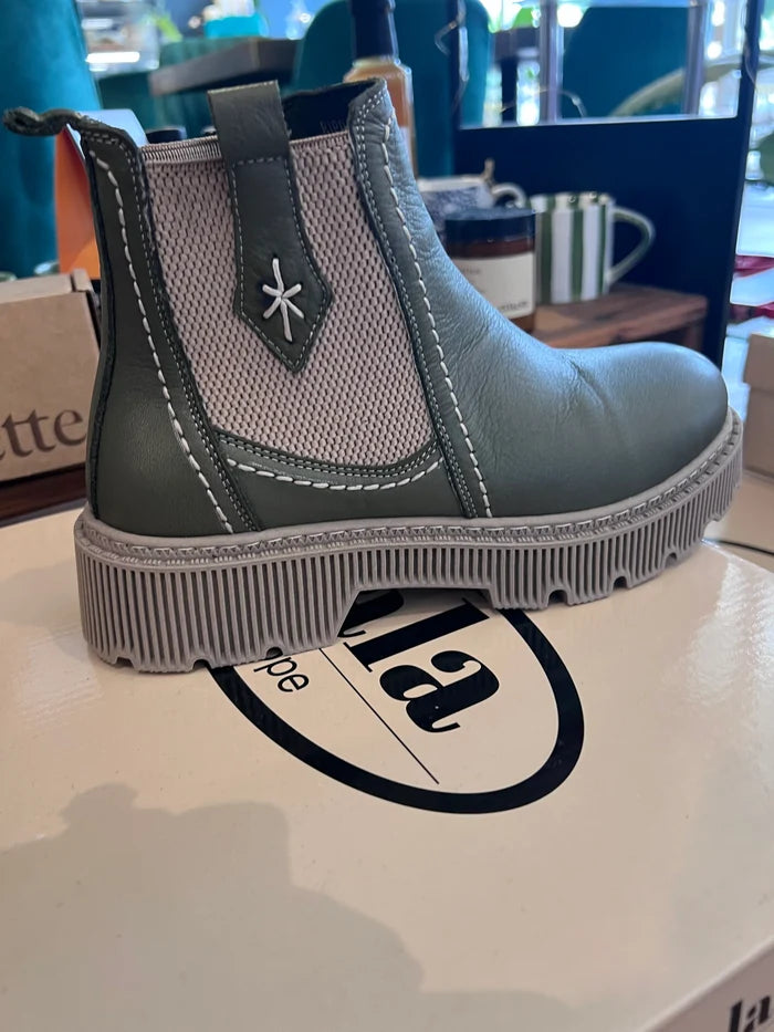 Sala Europe Khaki Leather Ripper Boots