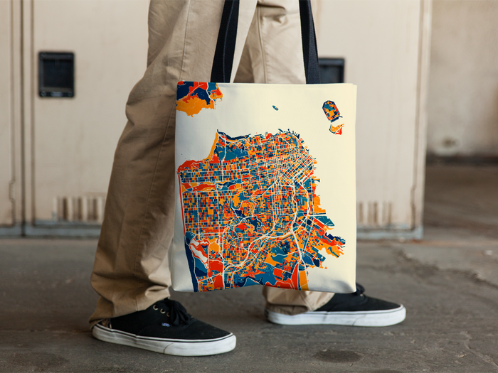 San Francisco Map Tote Bag - California Map Tote Bag 15x15