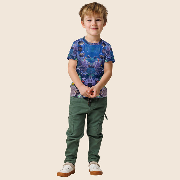 Sea & Fish Print Kids Cotton T-Shirt | All-Over Print