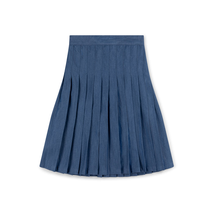 skirt pleated denim - chambray