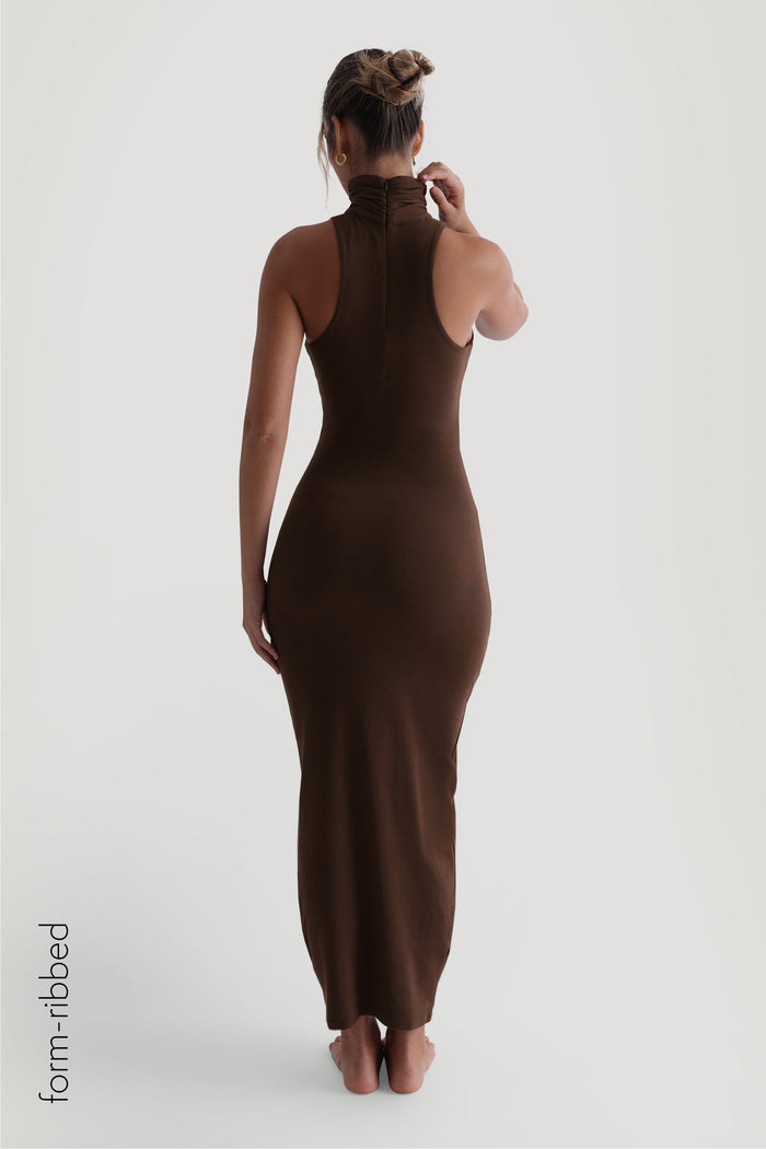 Sleeveless Turtleneck Maxi Dress - Cocoa