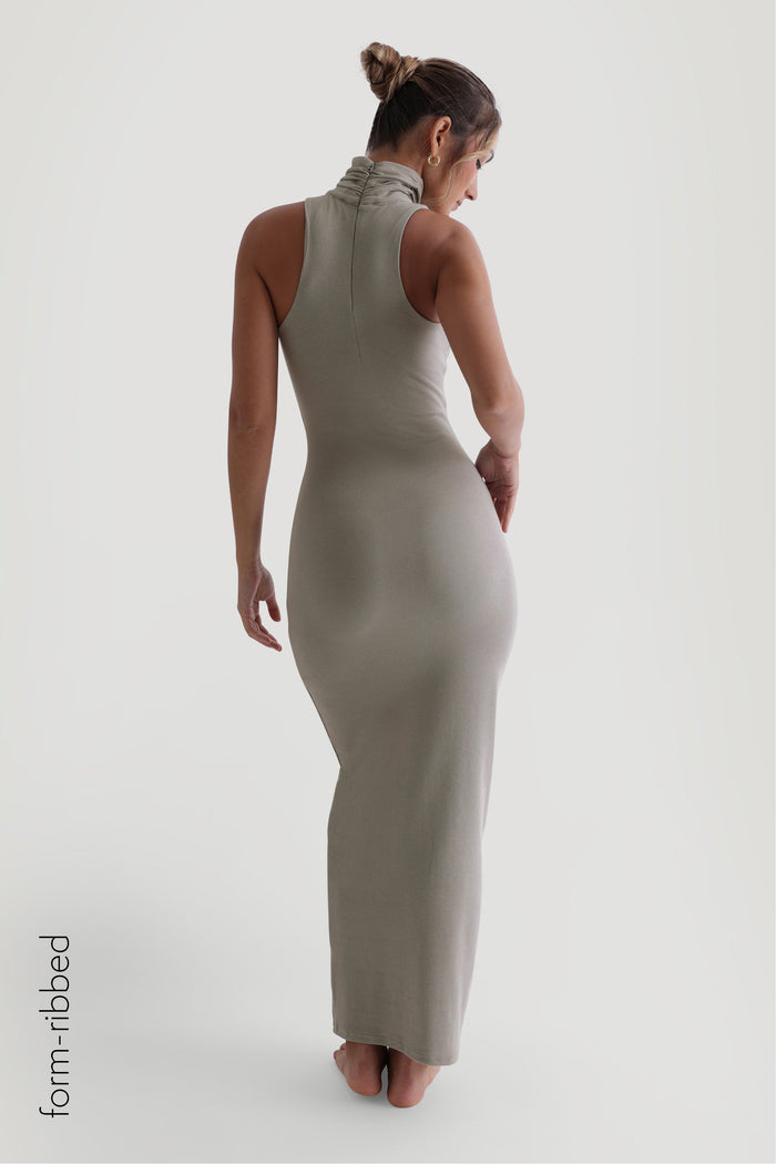 Sleeveless Turtleneck Maxi Dress - Quiet sage