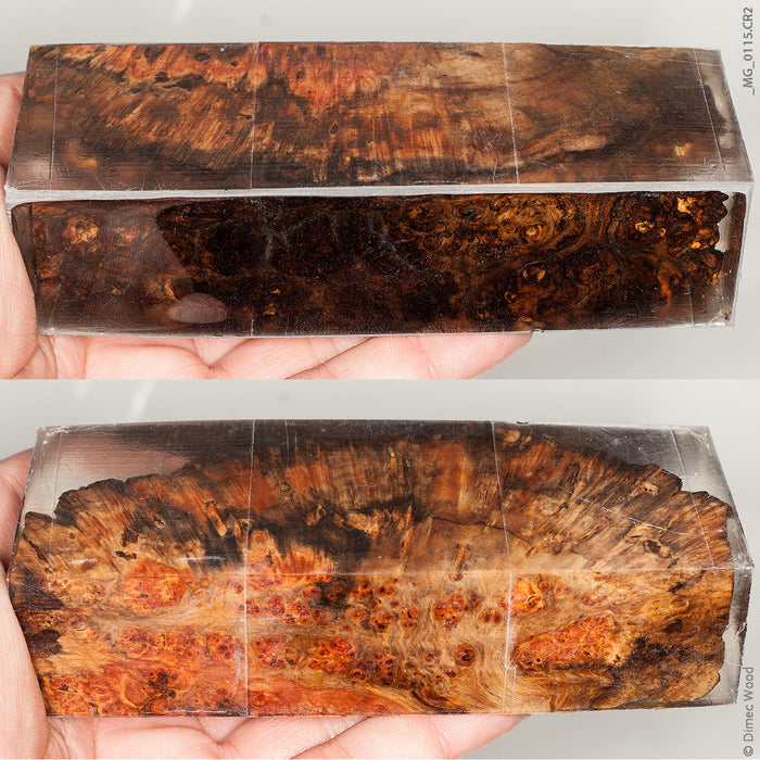 Stabilized hybrid wood box elder burl block