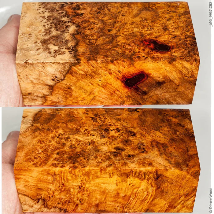 Stabilized wood golden amboyna burl block