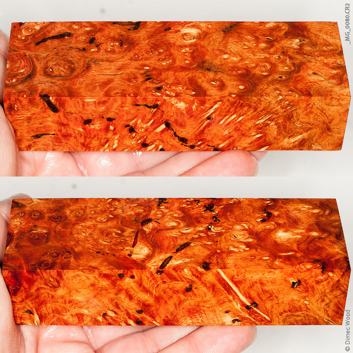 Stabilized wood spalted amboyna burl block
