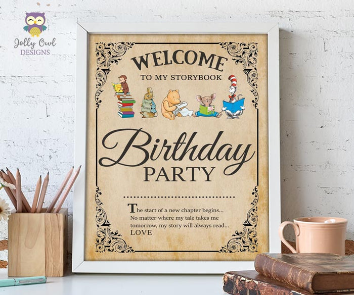 Storybook or Book Themed Welcome Sign for Birthday Party