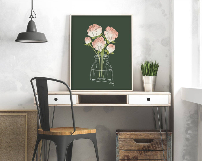 Sunday Peonies - floral illustration print
