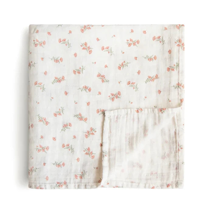 swaddle muslin printed and solid - pink flowers