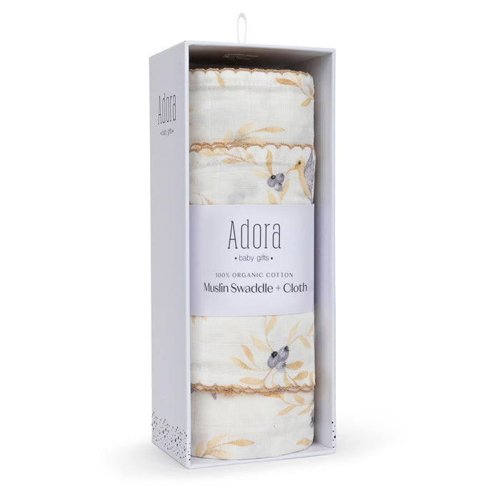 swaddle print with muslin - vine boys