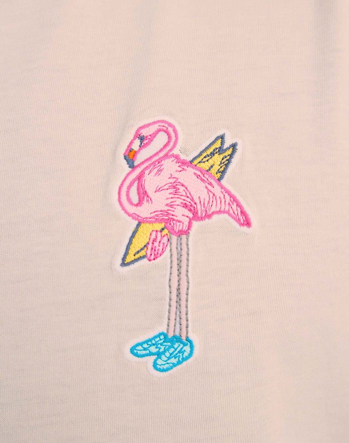 t-shirt patchflamingorose PULLIN en coton