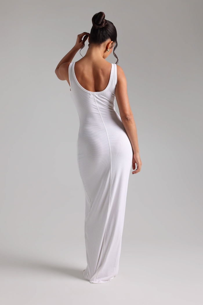 Tank Micro-Ribbed Maxi Dress - White