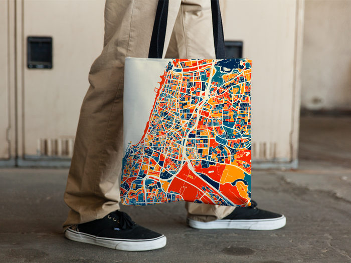 Tel Aviv Map Tote Bag - Israel Map Tote Bag 15x15