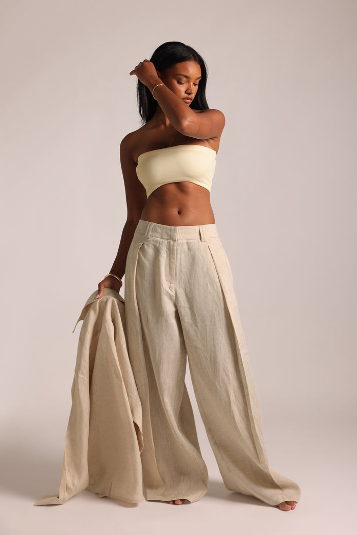 The Meridian Linen Trousers - Sand