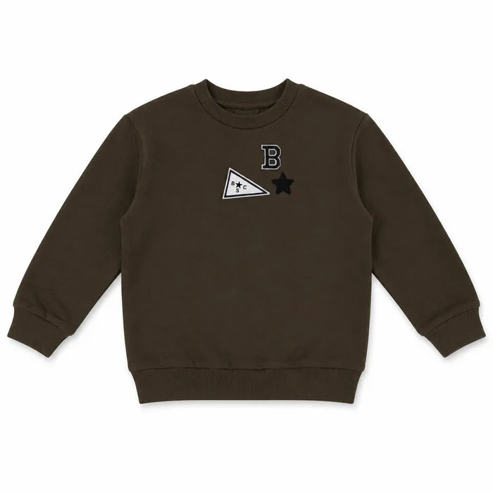 top l/s patch sweatshirt - green wash