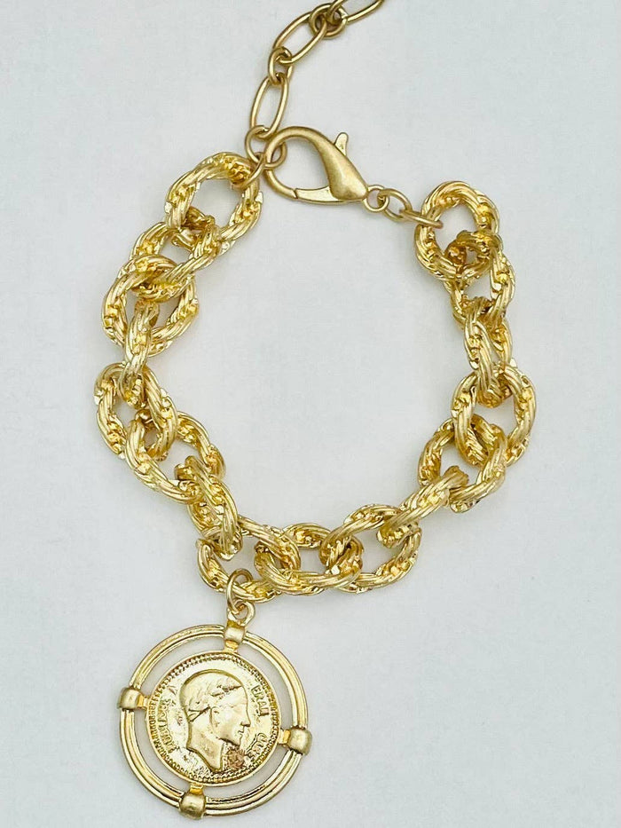 Twisted Vintage Link Coin Bracelet