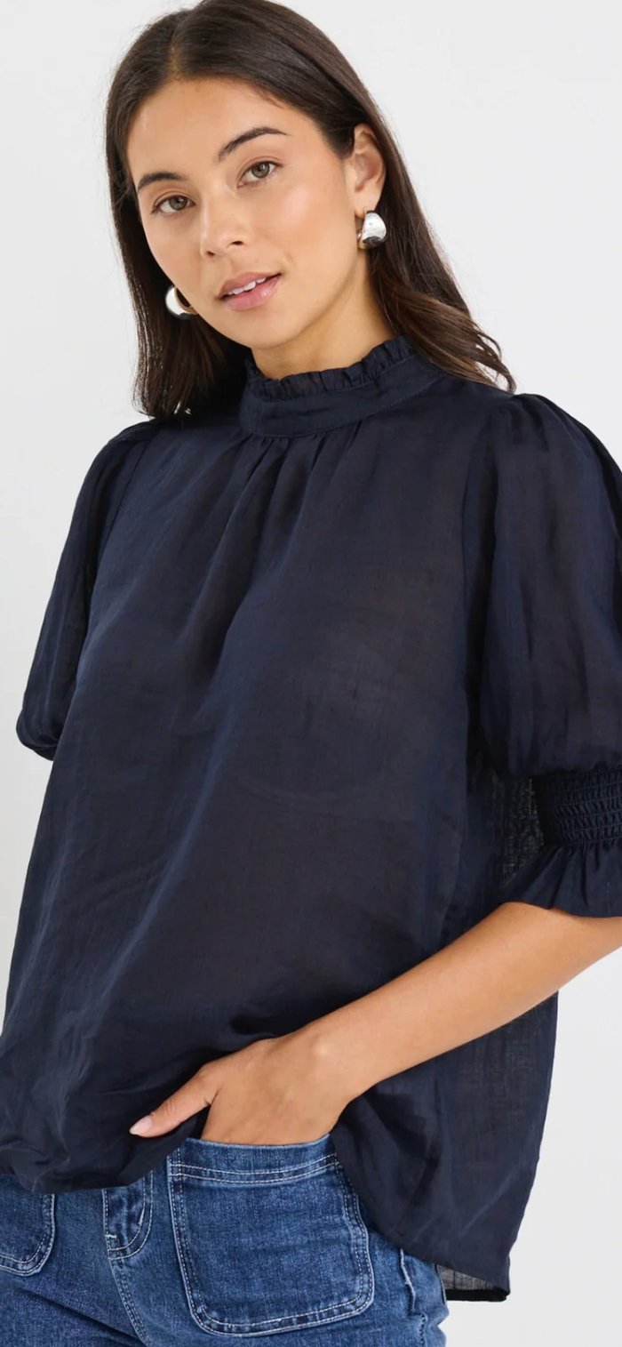 VERSA NAVY SHEER HIGH NECK